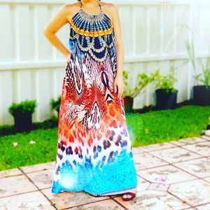 Dresses - ONE SIZE EMBELLISHED TANZANIA NECKLACE MAXI DRESS Dresses - ONE SIZE EMBELLISHED TANZANIA NECKLACE MAXI DRESS